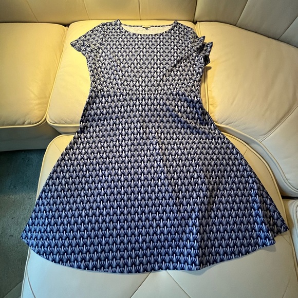 Talbots Navy and Light Blue Midi Dress - Picture 1 of 8
